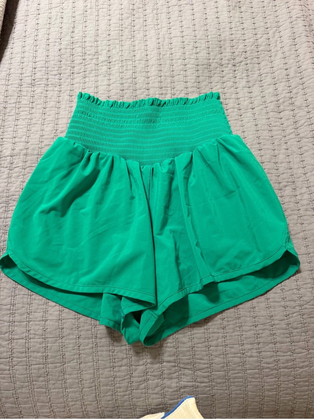 Aerie Offline Kelly Green High Waisted Smocked Athletic Shorts